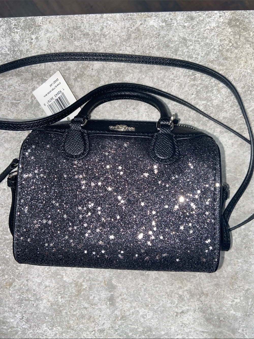 Coach Black Glitter Star Mini Satchel
